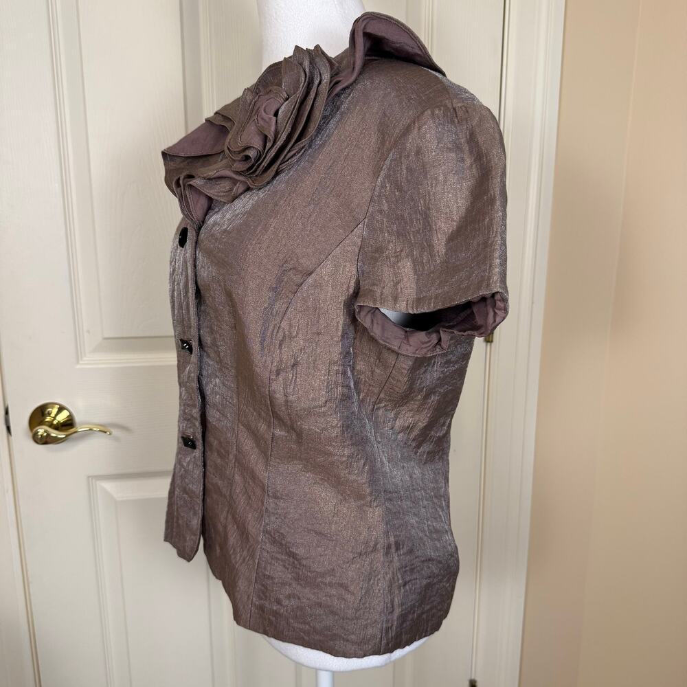 Adrianna Papell Mauve Ruffled Evening Jacket Ruffles Rose Formal 12P EUC - Picture 5 of 10